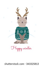 Cat with deer horns