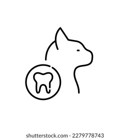 Cat dentist office. Pet oral care. Pixel perfect, editable stroke line icon