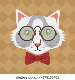 Cat design over beige background, vector illustration.