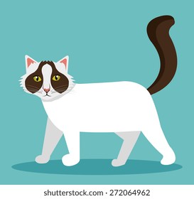 Cat design over blue background, vector illustration.