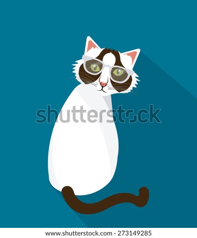 Cat design over blue background, vector illustration.
