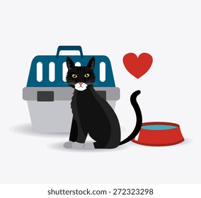 Cat design over white background, vector illustration.