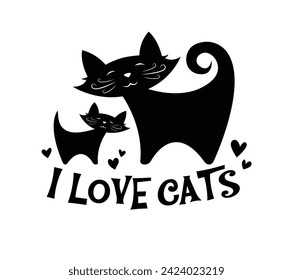 Cat design picture meticulously designed, logo design concept white and black vector illustration., Cut File for your Cutting Machine and t-shirt designs. Pet. Animals.