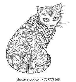 Similar Images, Stock Photos & Vectors of Zentangle stylized cat in ...