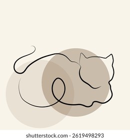 cat designed line art .