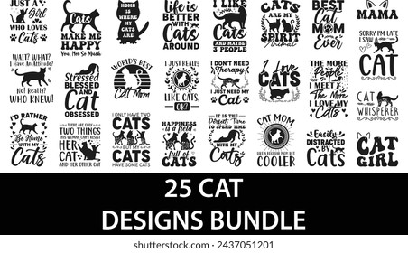 
Cat designs bundle, Quotes design vector, T shirt, Mug, Tote Bag, Canvas Print Template