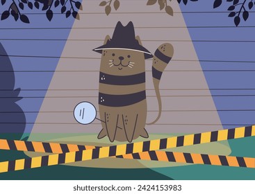 Cat detective investigator character concept. Vector design graphic illustration