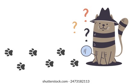 Cat detective investigator character concept. Vector design graphic illustration