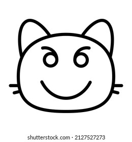 Diseño de iconos negros de la línea diablo II del gato