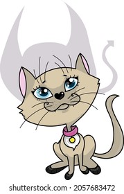 a cat with devilish horns a vector illustration