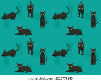 Cat Devon Rex Cartoon Character Seamless Wallpaper Background
