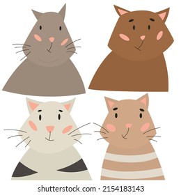 Cat different breeds set. Collection of cat. Domestic animals vector illustration.
