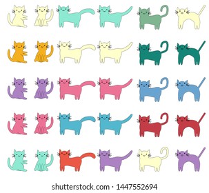 Cat different breeds set, cute pet animal