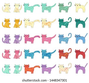 Cat different breeds set, cute pet animal