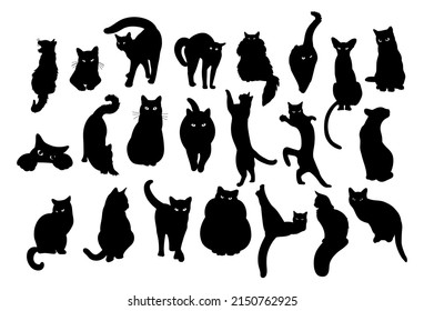 Cat different poses silhouette isolated. Template for plotter lazer cutting of paper, wood. svg