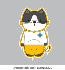 Cat doctor background isolated Gray