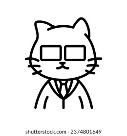 Cat doctor. Minimalist line art cat drawing.