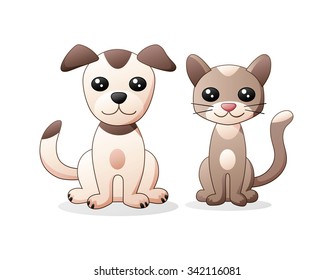A cat and a dog.