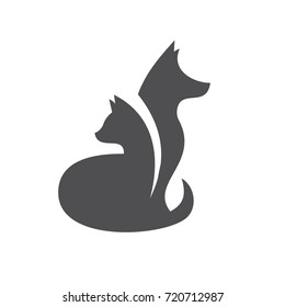 Cat and dog abstraction vector graphic logo flat style illustration art