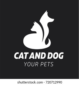 Cat and dog abstraction vector graphic logo flat style illustration art