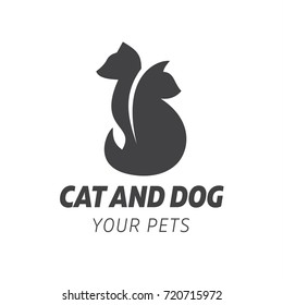 Cat and dog abstraction vector graphic logo flat style illustration art