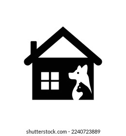 Cat and dog animal care logo design . icon logo . silhouette logo 