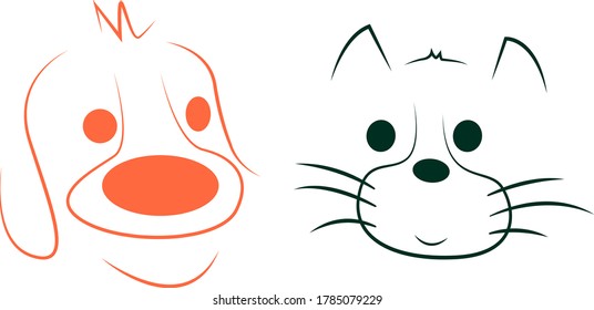 cat dog animal fun vector illustration cartoon