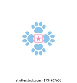 Cat or dog animal paw print flat icon vector