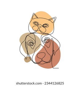Cat and Dog Animal Pet line art Illustration vector for wall decoration printing template