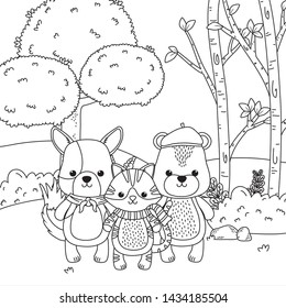 Cat dog and bear cartoon design
