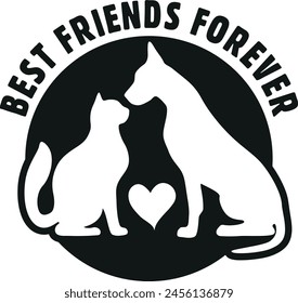 Cat and dog are best friends forever. Vector