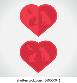 Cat, Dog, Bird. Vet Heart