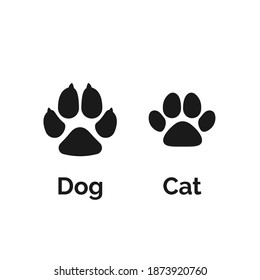 Papel negro para gato y perro. Las Mascotas Paw Silhouette. Ilustración del vector 