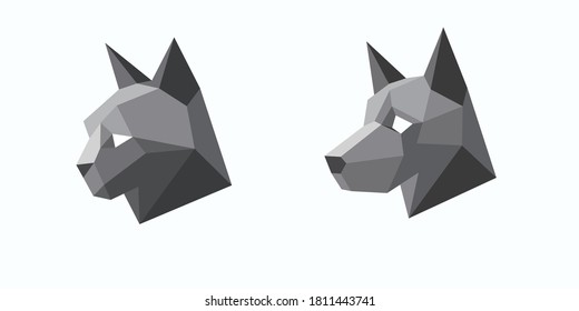 vector de arte del polígono blanco y negro de gato y perro