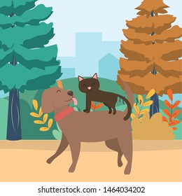 Cat and dog cartoon design