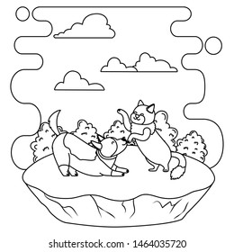 Cat and dog cartoon design