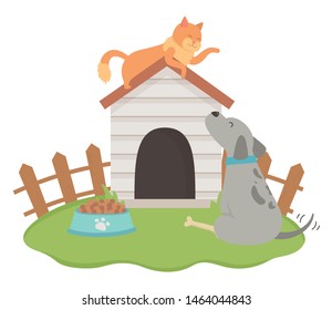 Cat and dog cartoon design