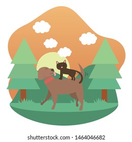 Cat and dog cartoon design