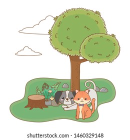 Cat and dog cartoon design vector illustrator