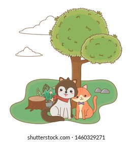 Cat and dog cartoon design vector illustrator