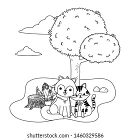 Cat and dog cartoon design vector illustrator