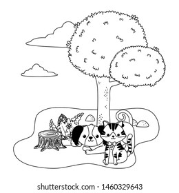 Cat and dog cartoon design vector illustrator