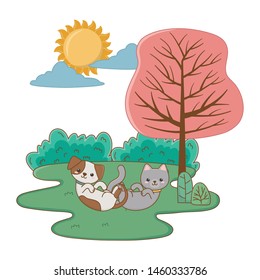 Cat and dog cartoon design vector illustrator