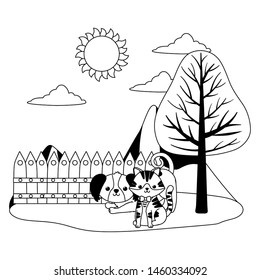 Cat and dog cartoon design vector illustrator
