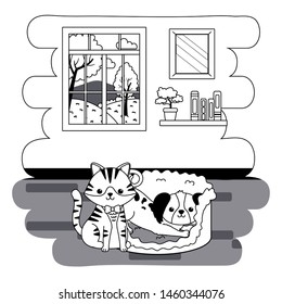 Cat and dog cartoon design vector illustrator