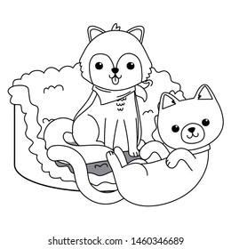 Cat and dog cartoon design vector