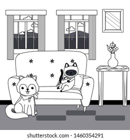 Cat and dog cartoon design vector illustrator