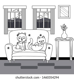 Cat and dog cartoon design vector illustrator