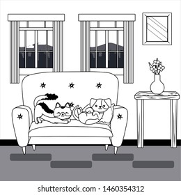 Cat and dog cartoon design vector illustrator