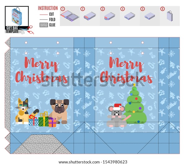 cat\
and dog. christmas gift basket template.vector\
image